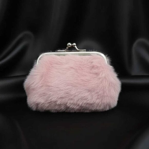 2/$21 Ladies Pink Fuzzy Coin Purse - Picture 2 of 6